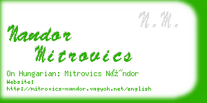 nandor mitrovics business card